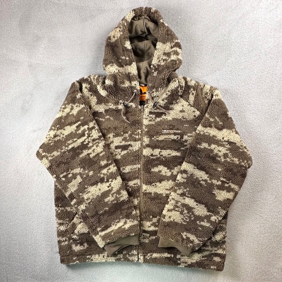 Field & Stream Men's XL Hoodie Jacket Camo Berber Fleece Full Zip Brown Tan - Picture 1 of 14